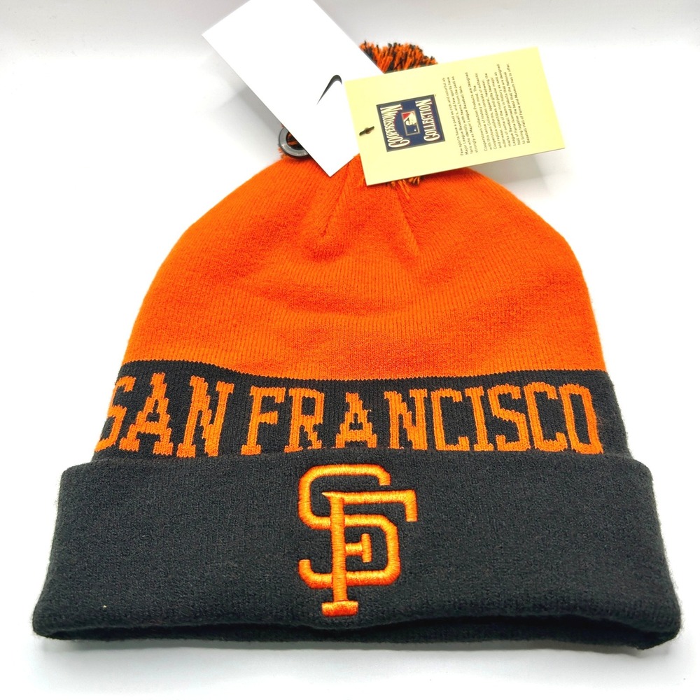 San Francisco Giants Nike Beanie OS Orange Black Pom Cooperstown MLB Knit Hat